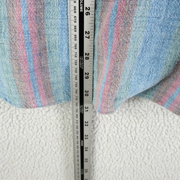 Muskoka Lakes Shirt Mens Laqrge Blue Red Striped Button Up Textured Vintage 90s - Picture 4 of 8